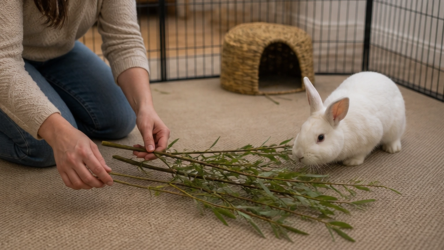 Action pour aménager un espace sûr et stimulant pour un lapin