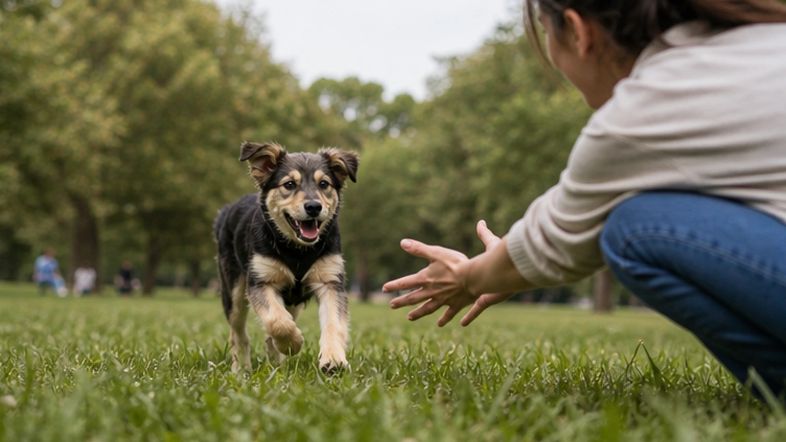 Action pour apprendre le rappel à un chien avec douceur