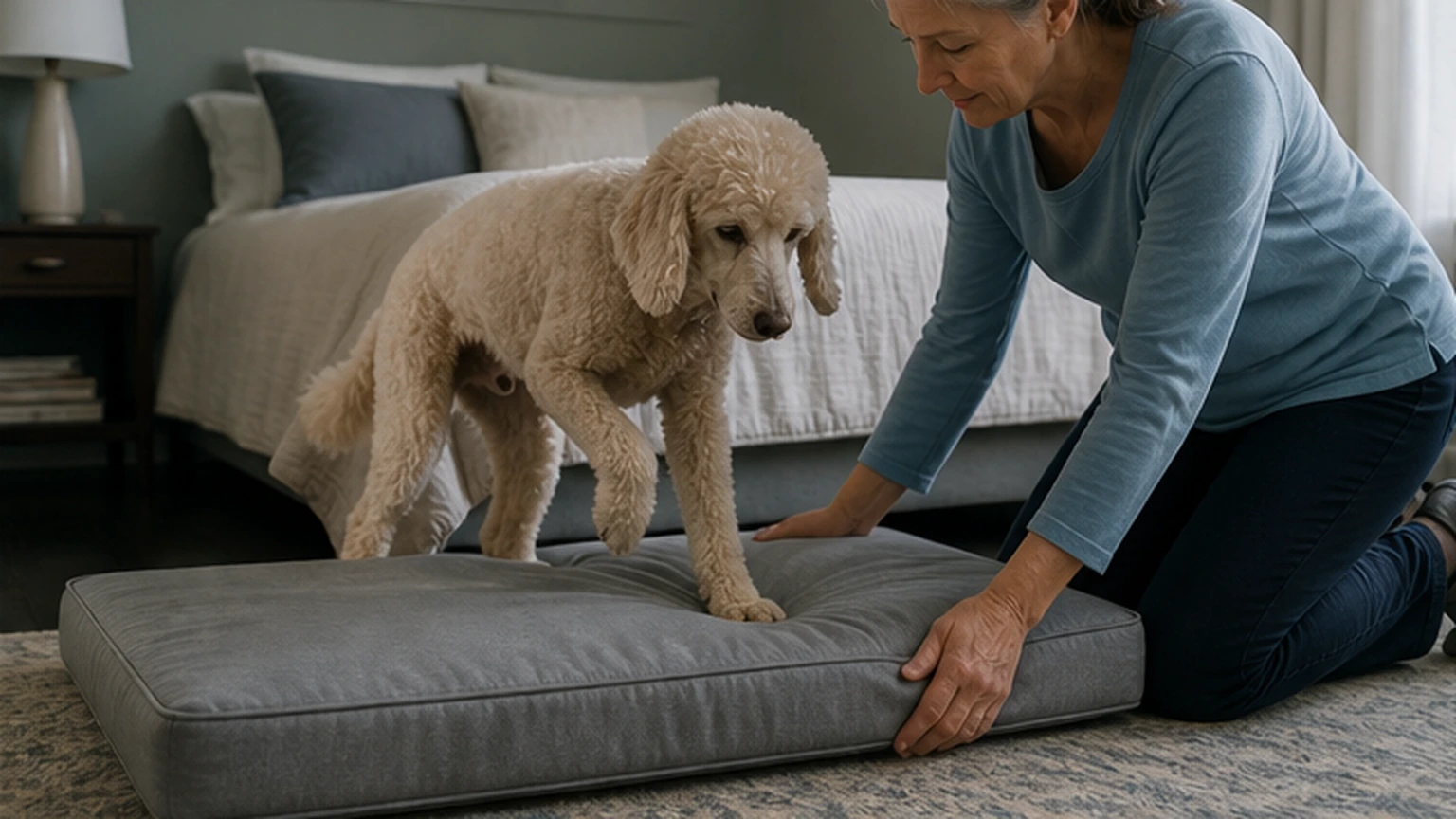 Action pour choisir un couchage confortable pour un chien âgé