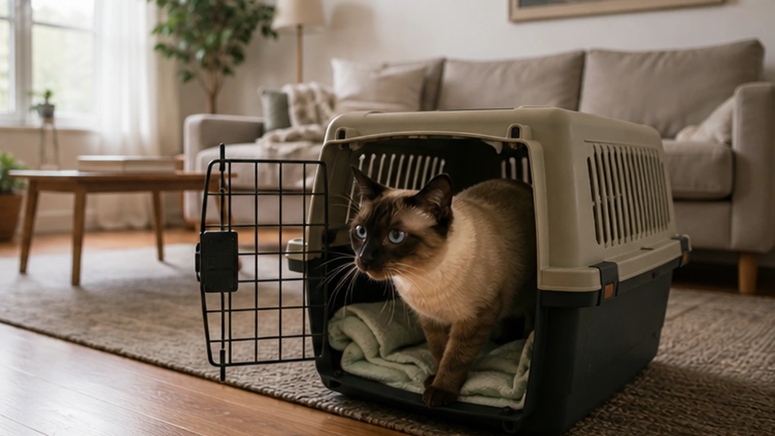 Contexte pour habituer un chat à sa caisse de transport