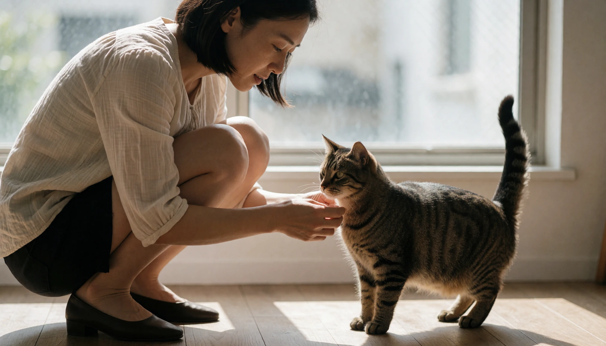 Lire les signaux corporels d’un chat lors d’une interaction avec un humain